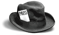 Fedora with 'Press' card in band